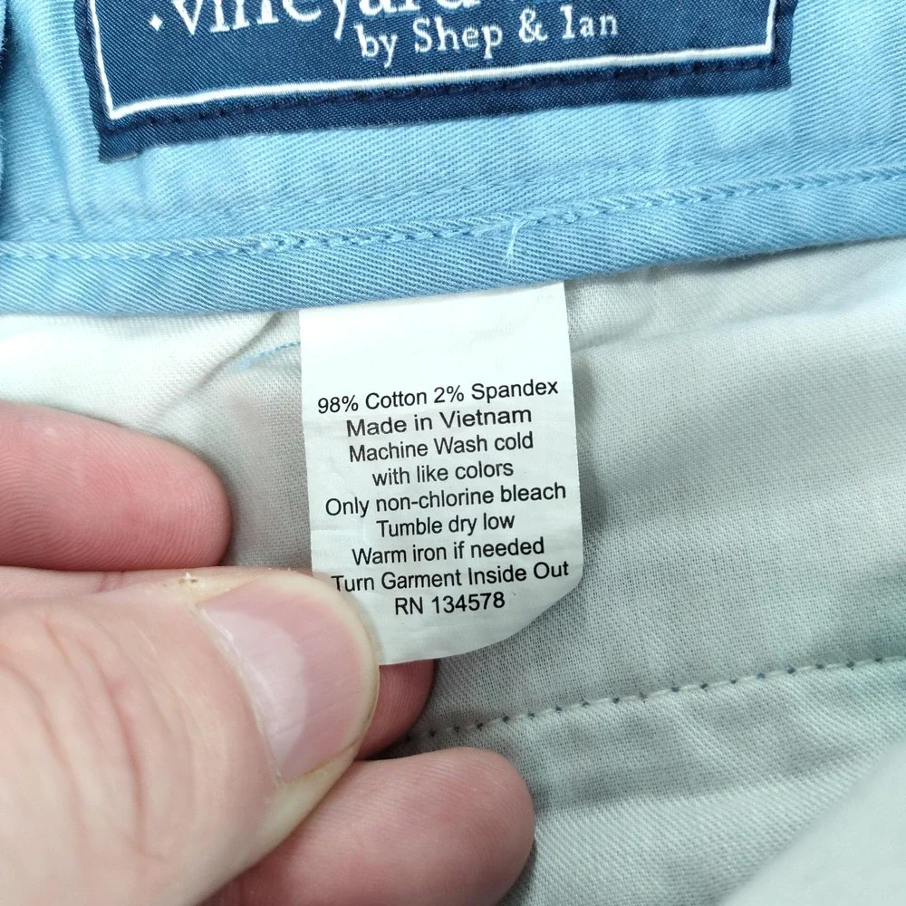 Vineyard Vines Breaker Shorts Mens 36 Light Blue 9 Inch Sailboat Chino Nautical